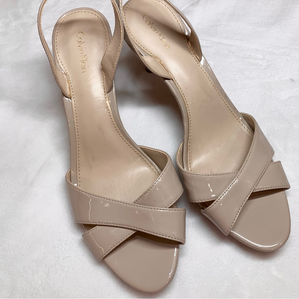 Calvin Klein Lucette Patent Slingback, 3” Heel, Good Preowned Condition, 10M